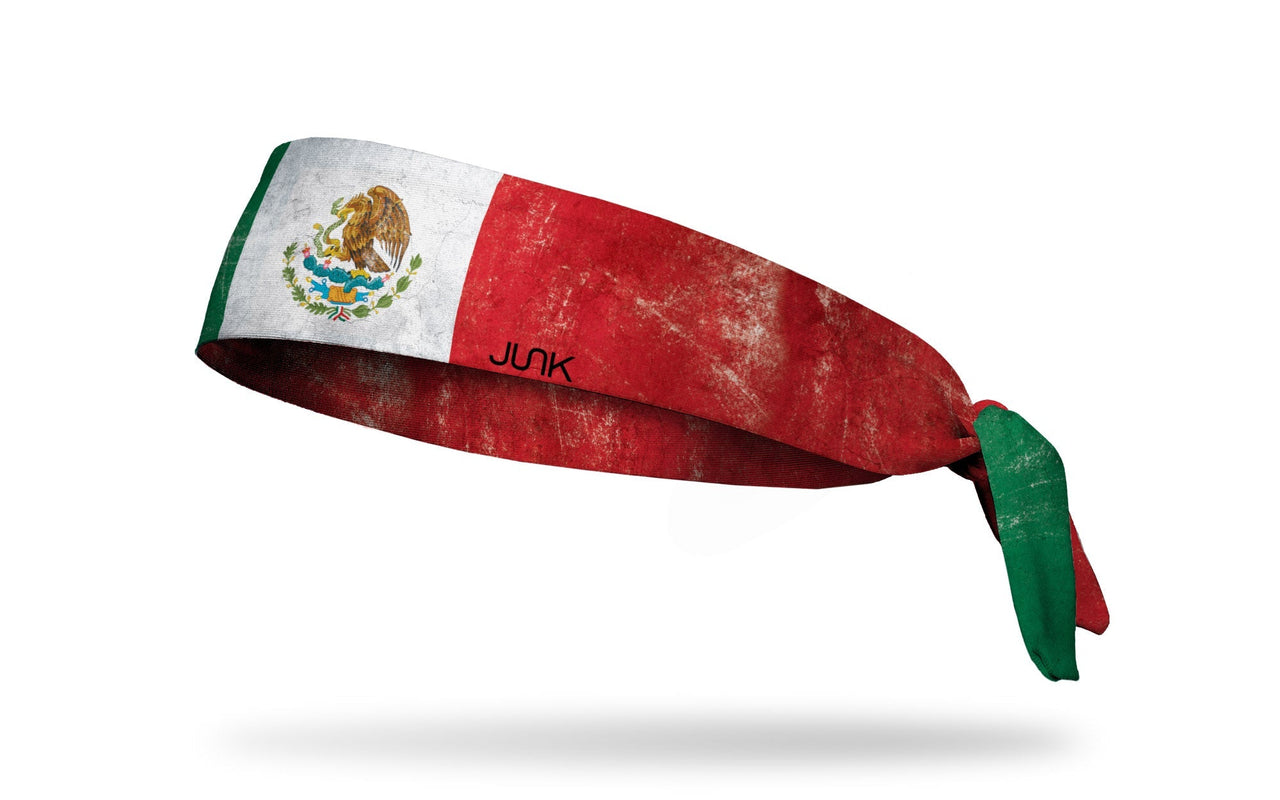 headband with traditional Mexico flag design with grunge overlay