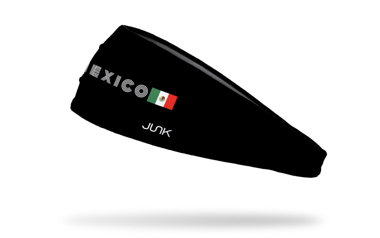 black headband with Mexico wordmark in center and mexico flag to left and right