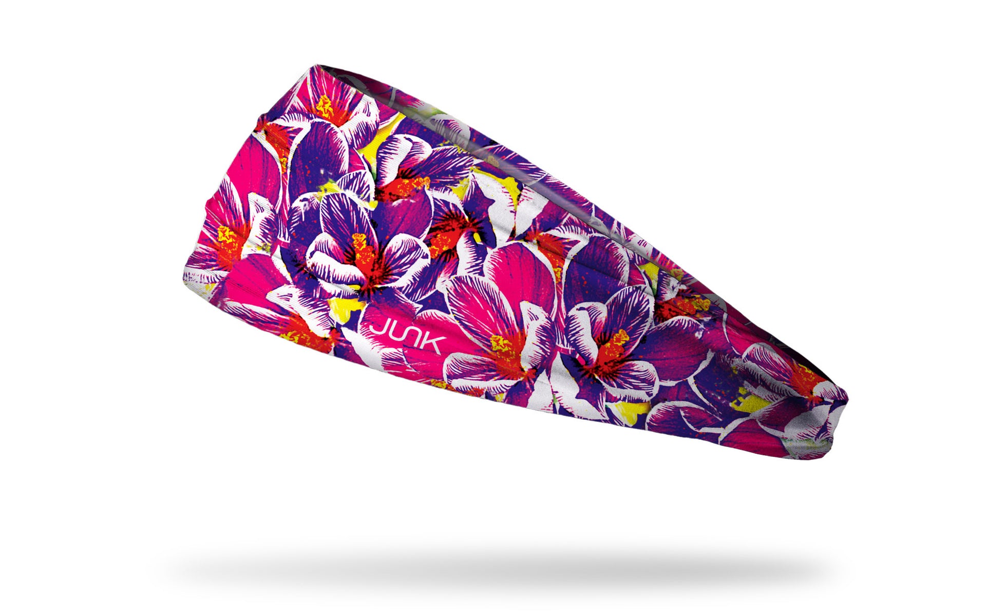 bright pink and purple headband with pattern of crocus iris lilacs spring flowers
