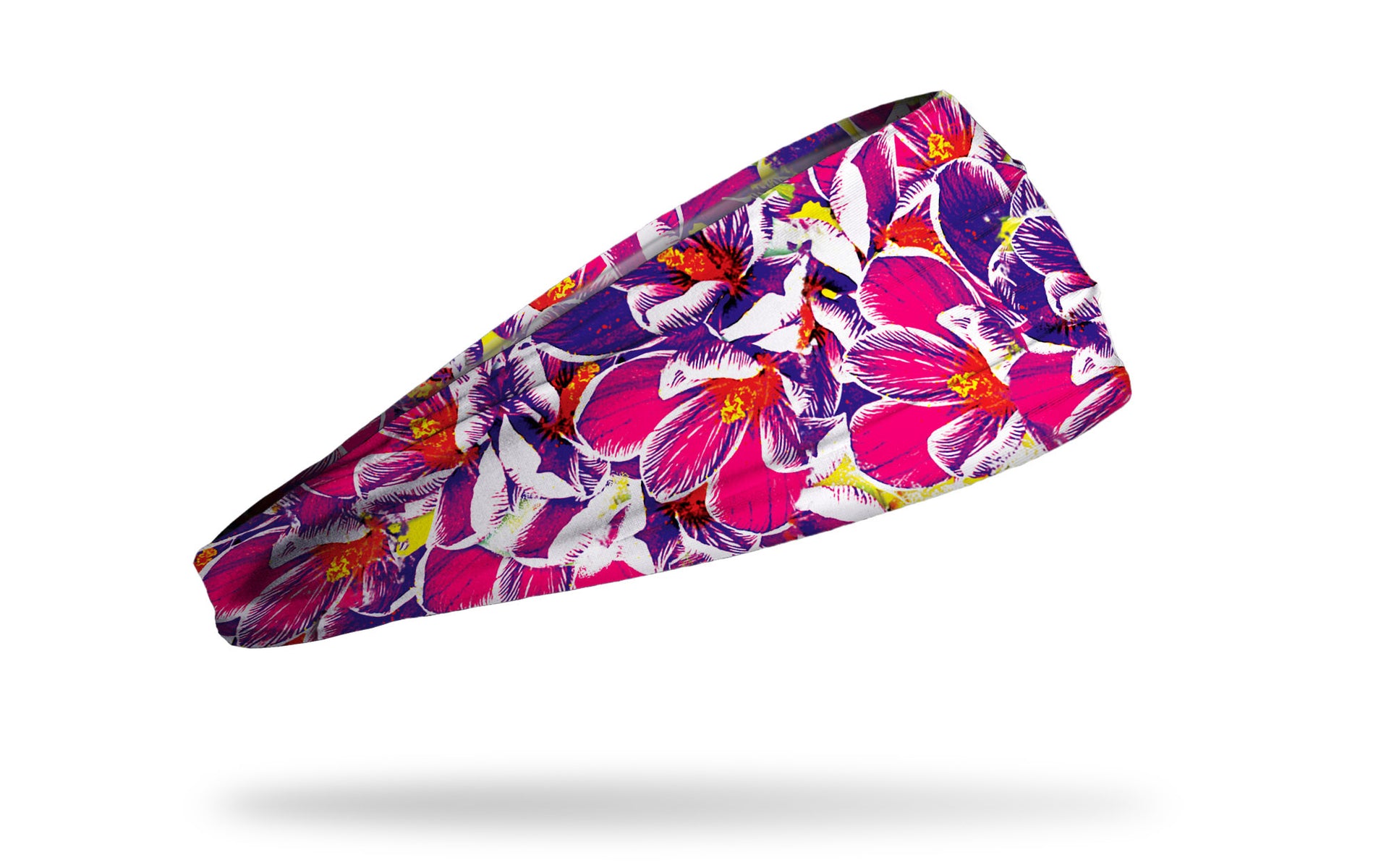bright pink and purple headband with pattern of crocus iris lilacs spring flowers