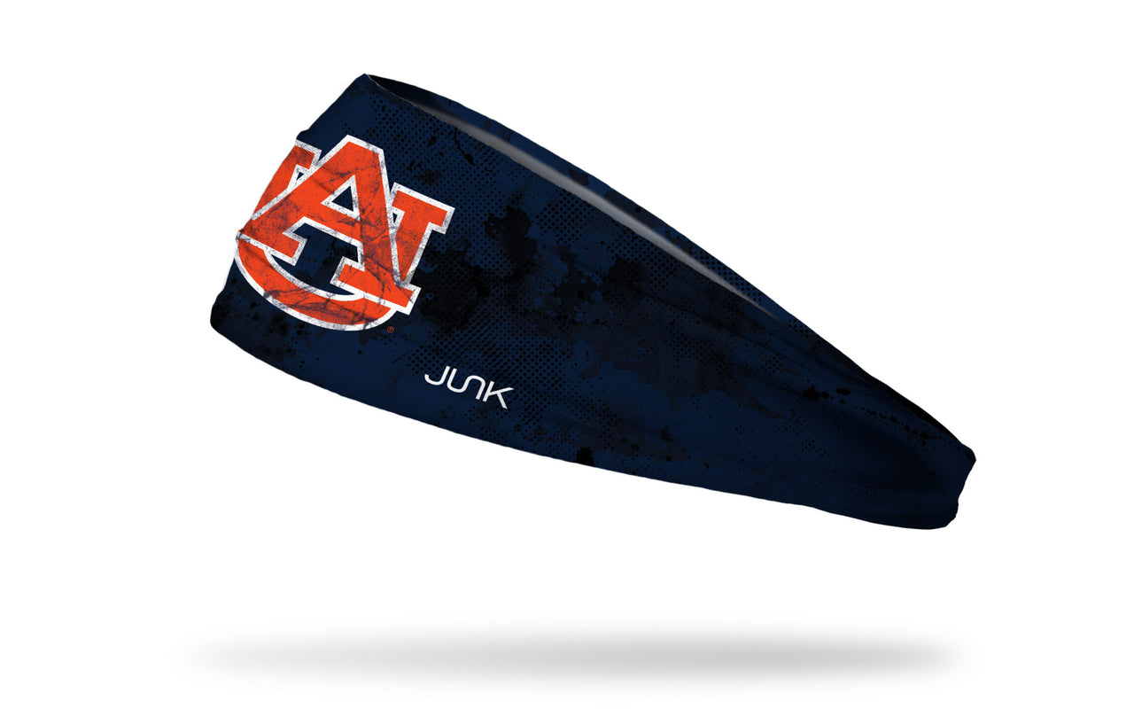 navy grunge layover headband with Auburn University logo in orange