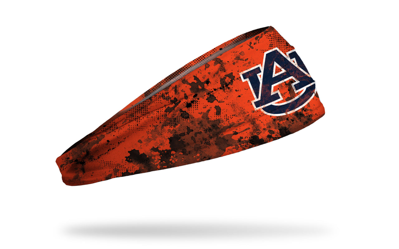 orange grunge layover headband with Auburn University logo in navy