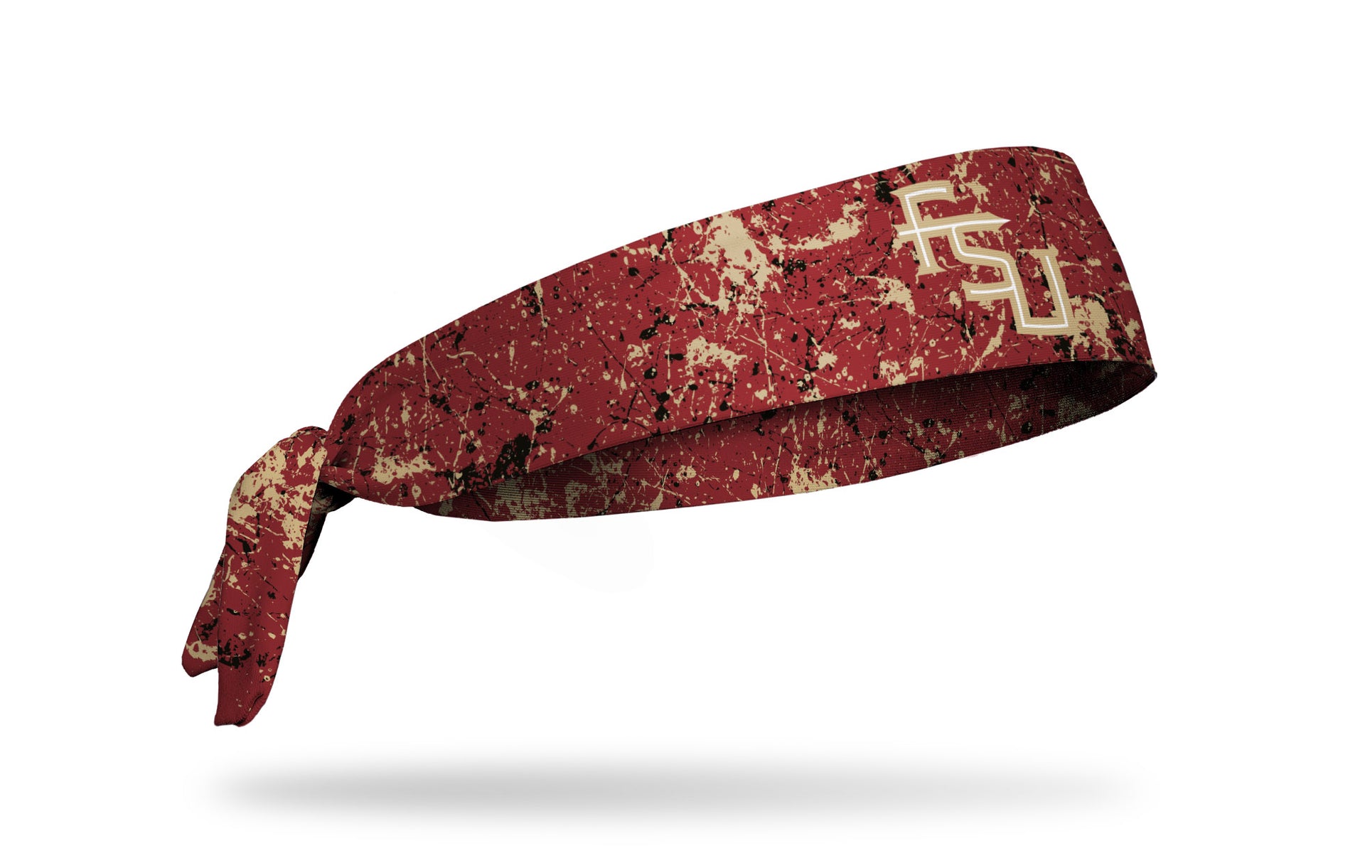 red headband with Florida State University logo and black paint splatter