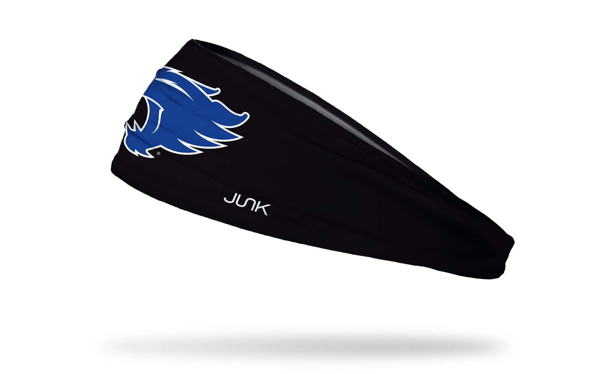 black headband with University of Kentucky wildcat mascot logo in royal blue