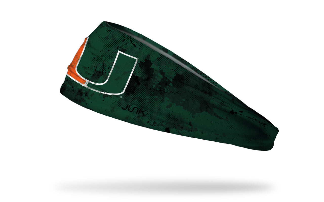 University of Miami: Grunge Black Big Bang Lite Headband - View 1
