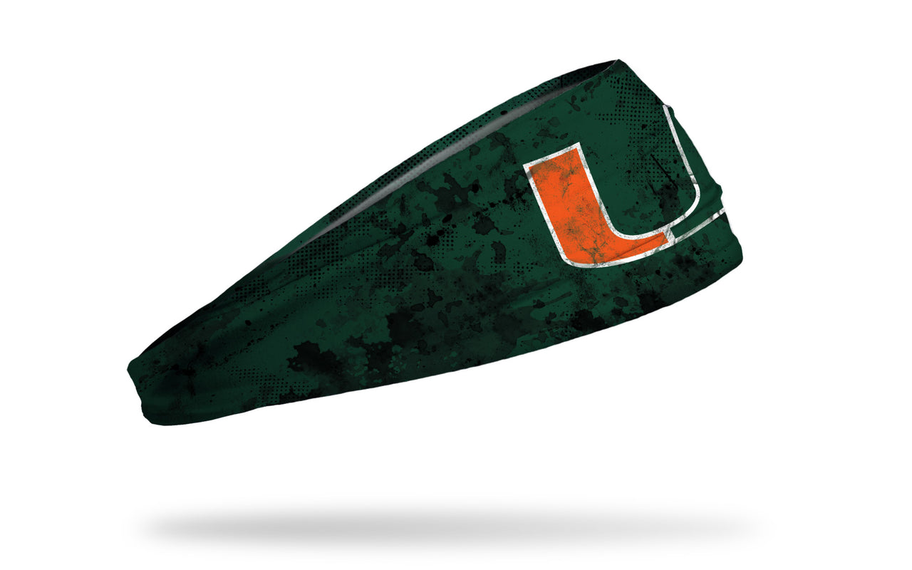 University of Miami: Grunge Black Big Bang Lite Headband - View 2