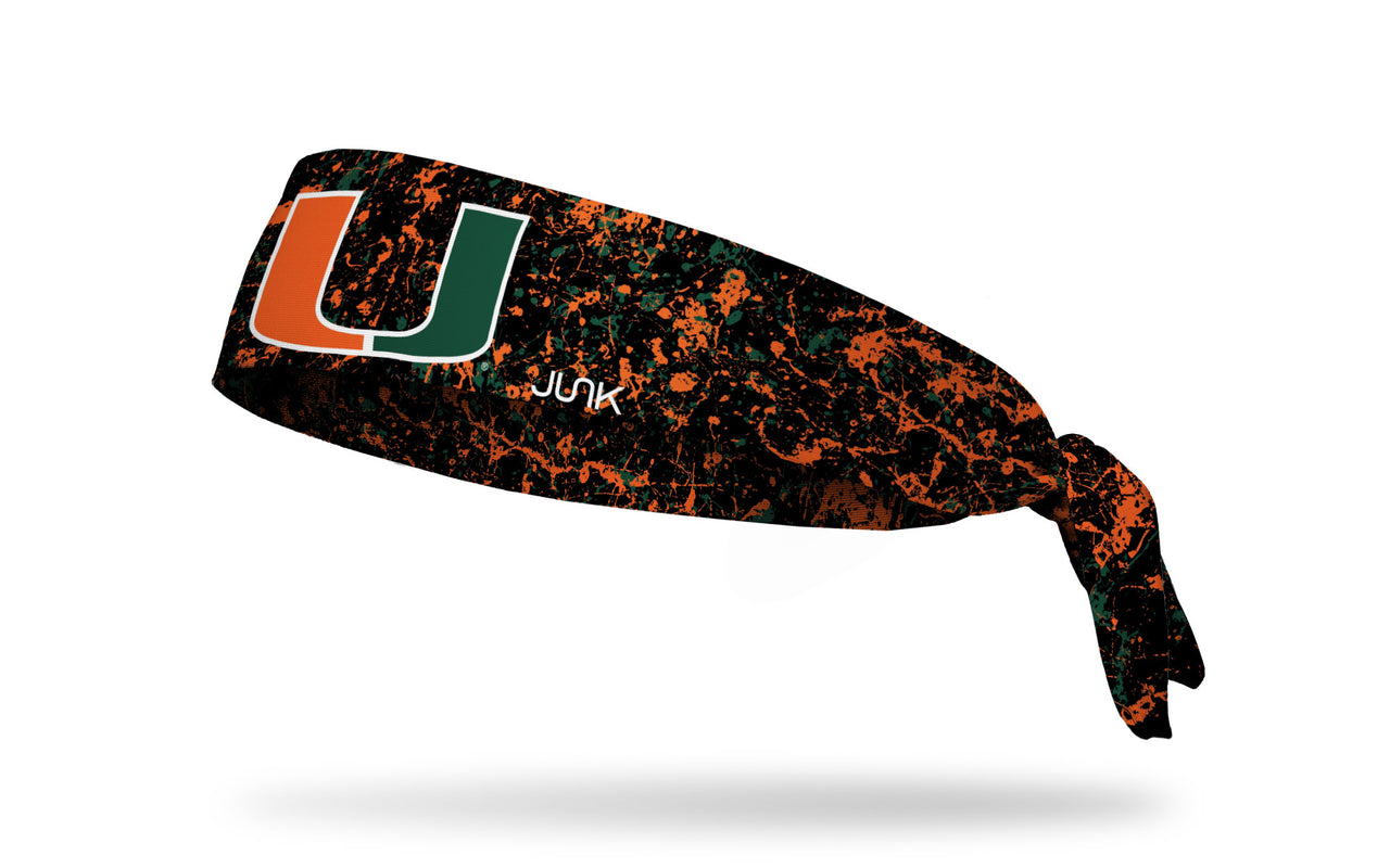 University of Miami: Splatter Black Flex Tie Headband - View 1