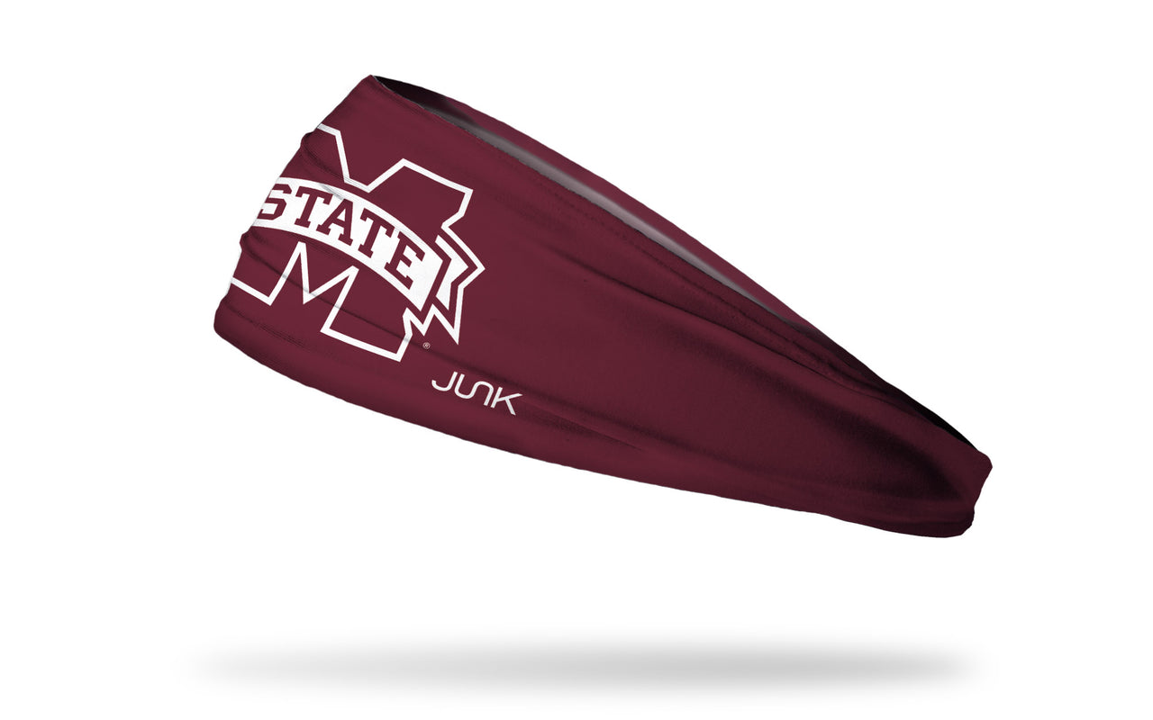 maroon headband with Mississippi State University M State logo in white and maroon