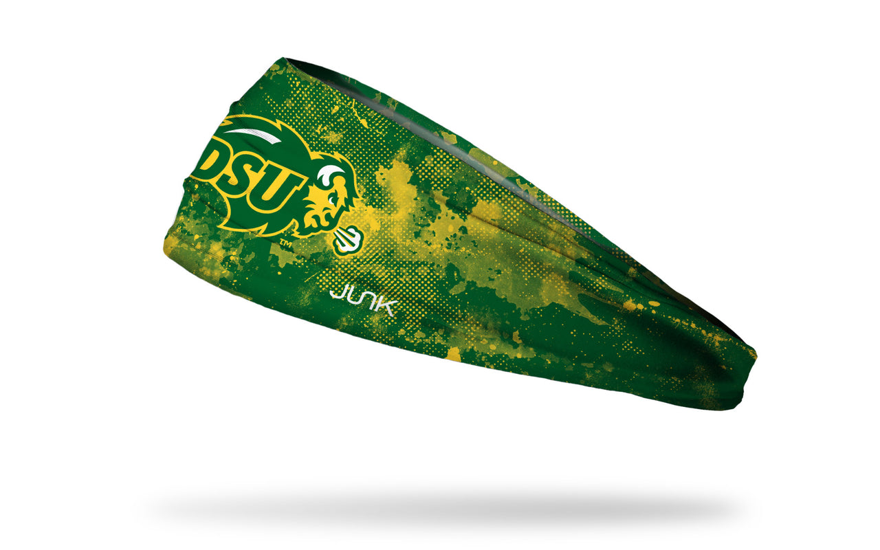 North Dakota State University green headband with grunge overlay