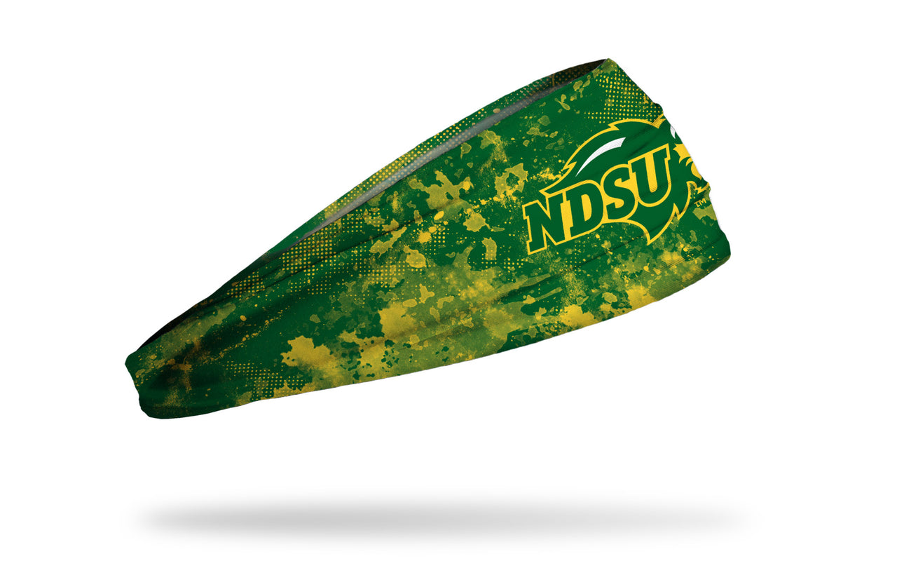 North Dakota State University green headband with grunge overlay