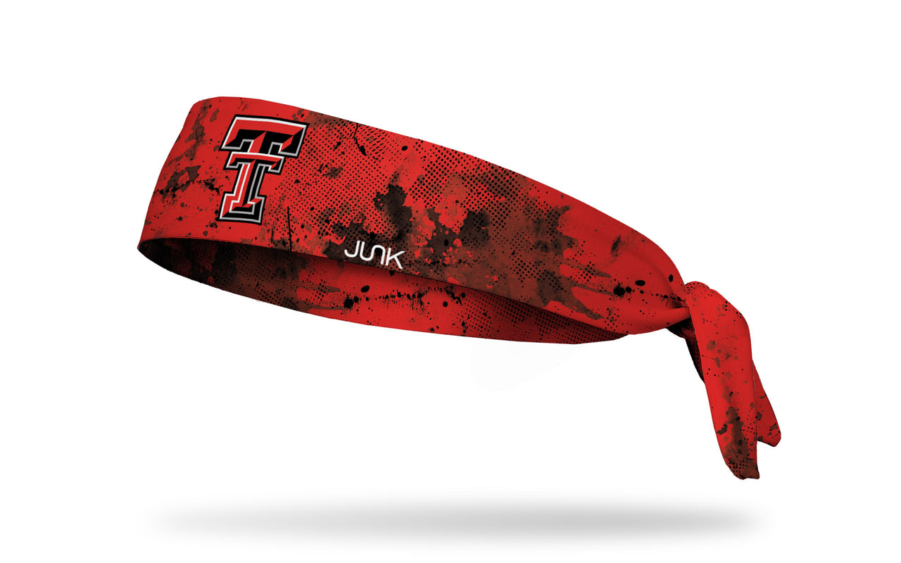red headband with black grunge overlay and Texas Tech University T T logo in red white and black