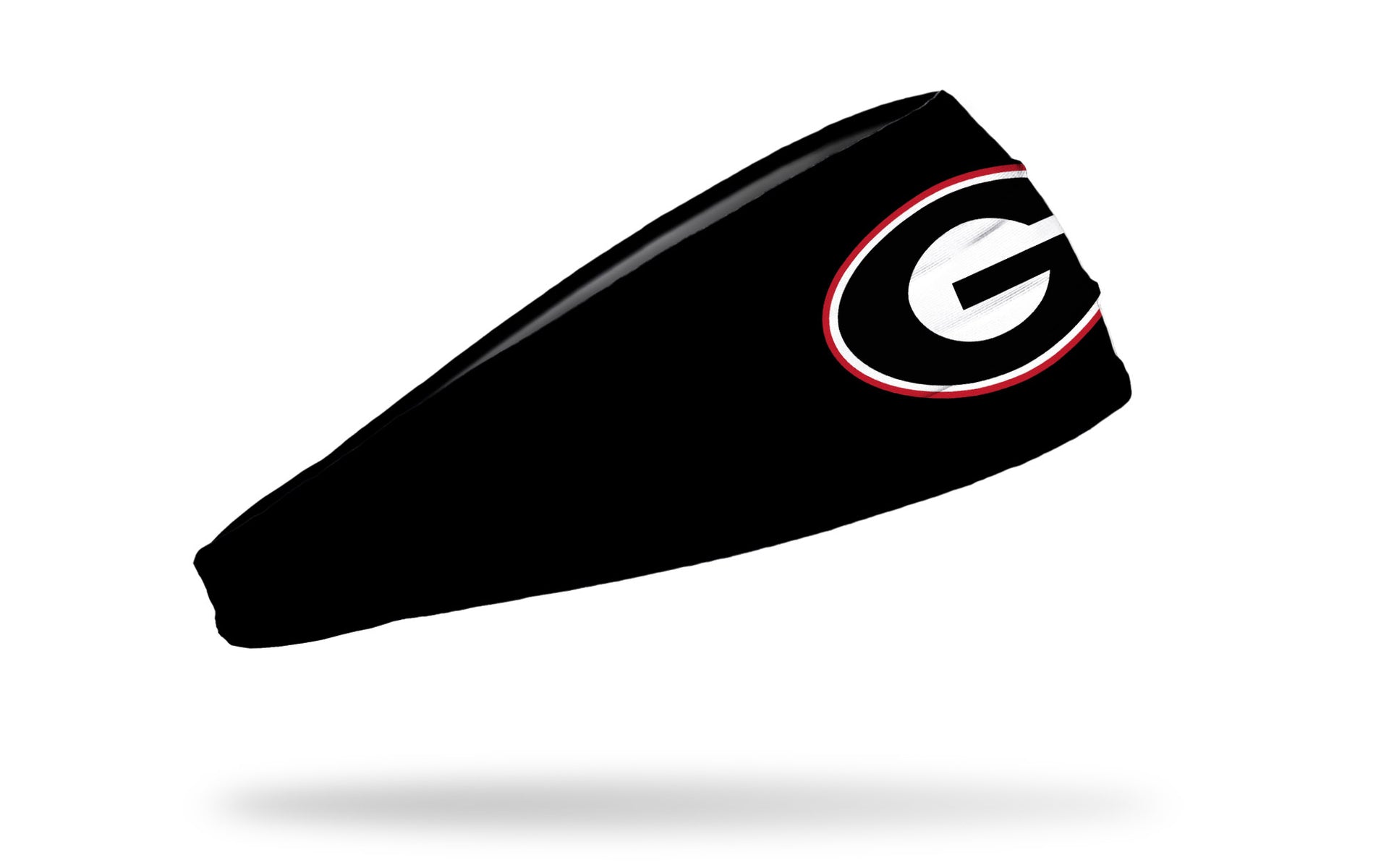 black headband with University of Georgia G logo in white red and black