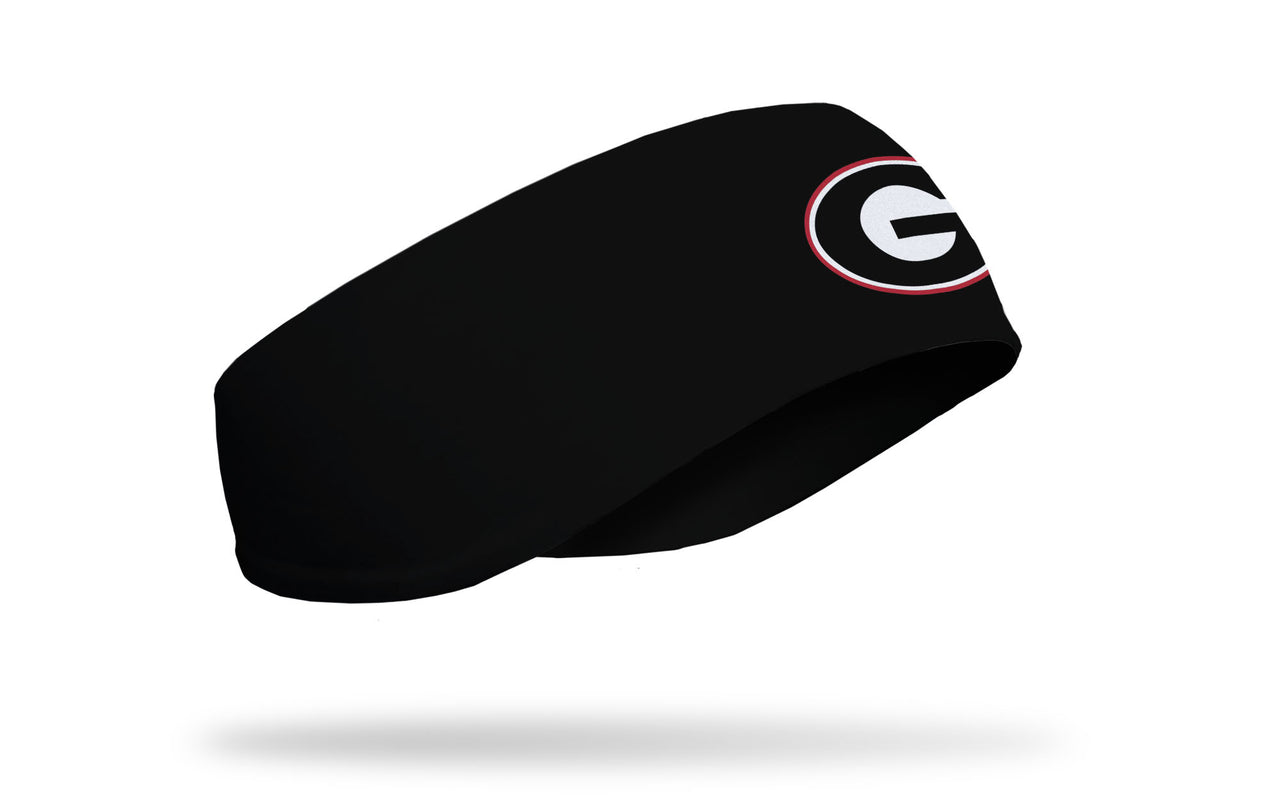 black ear warmer with University of Georgia G logo in black white and red