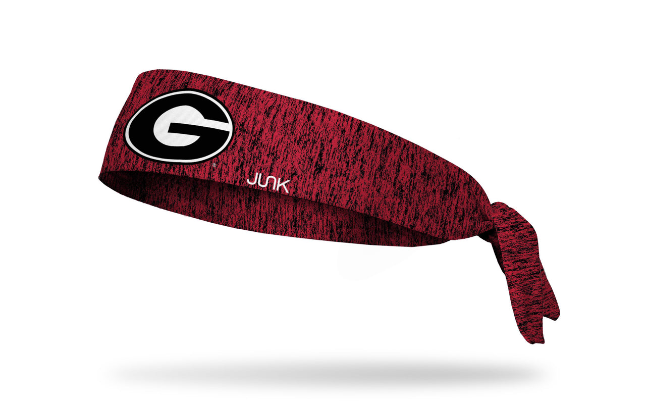 red and black heathered headband with University of Georgia G logo in black and white