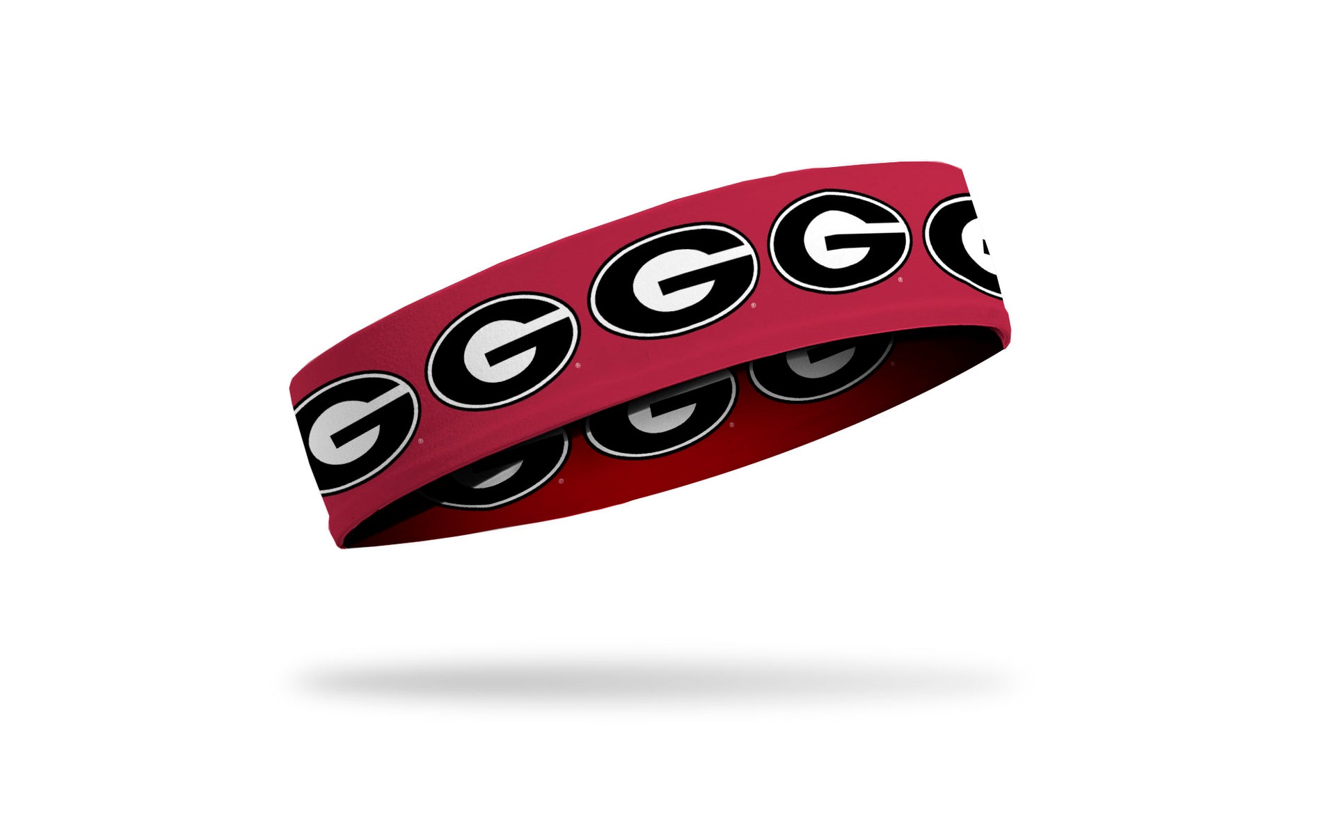 red headband with University of Georgia G logo in black and white repeating