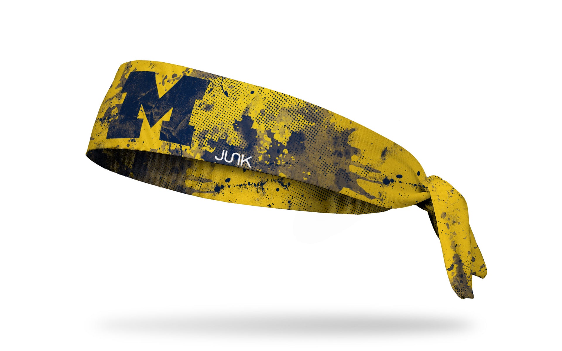 yellow gold headband with grunge overlay and University of Michigan logo