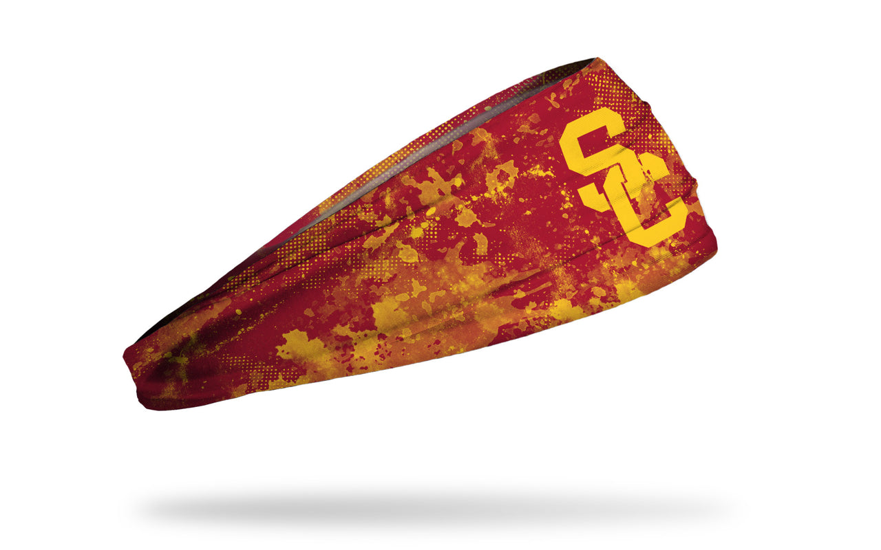 cardinal headband with grunge overlay and University of Southern California logo