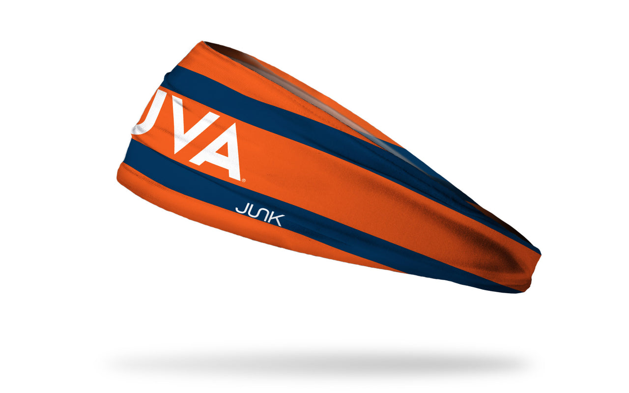 orange headband with navy varsity stripes and University of Virginia logo