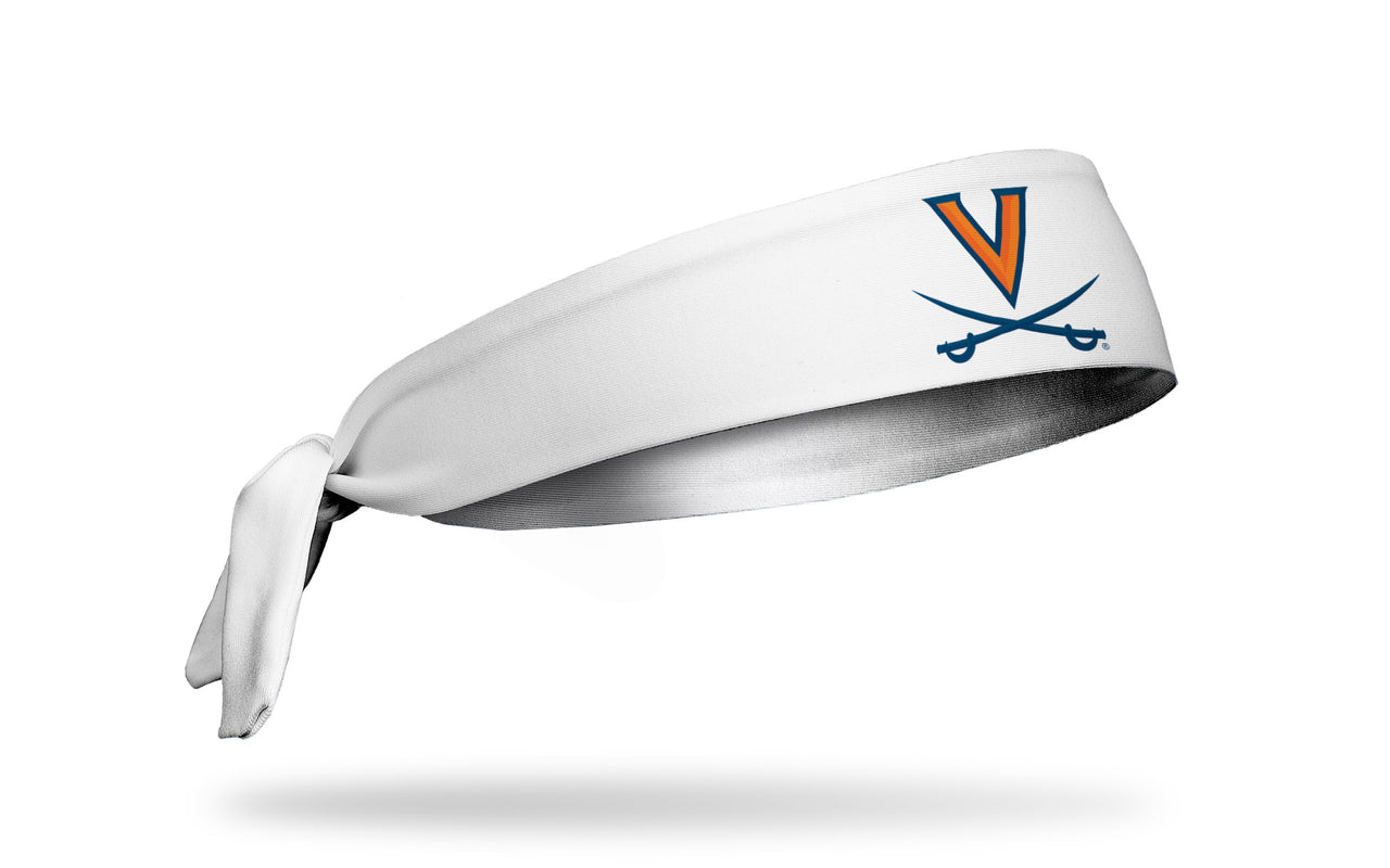 white headband with University of Virginia V-Sabre logo