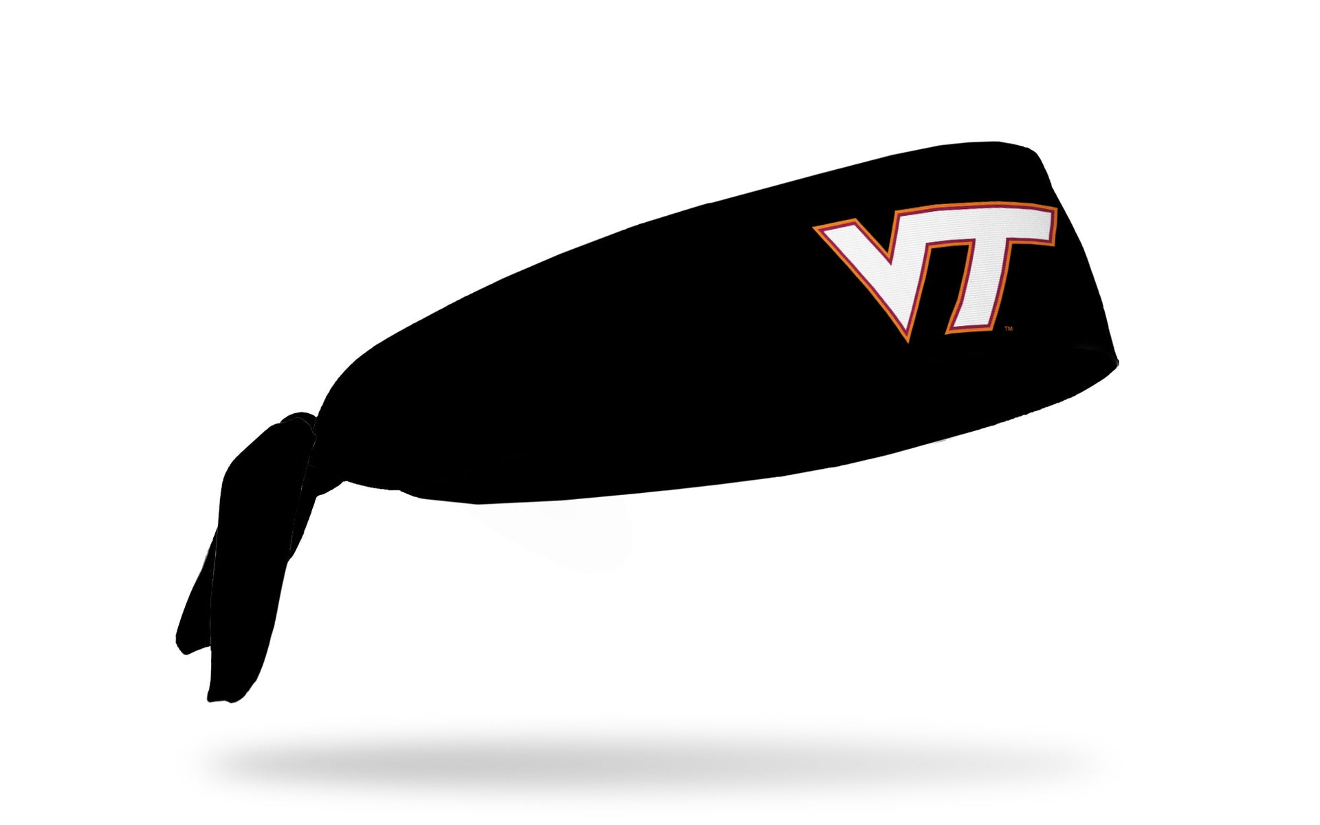 black headband with Virginia Tech V T logo in white orange and red in front center