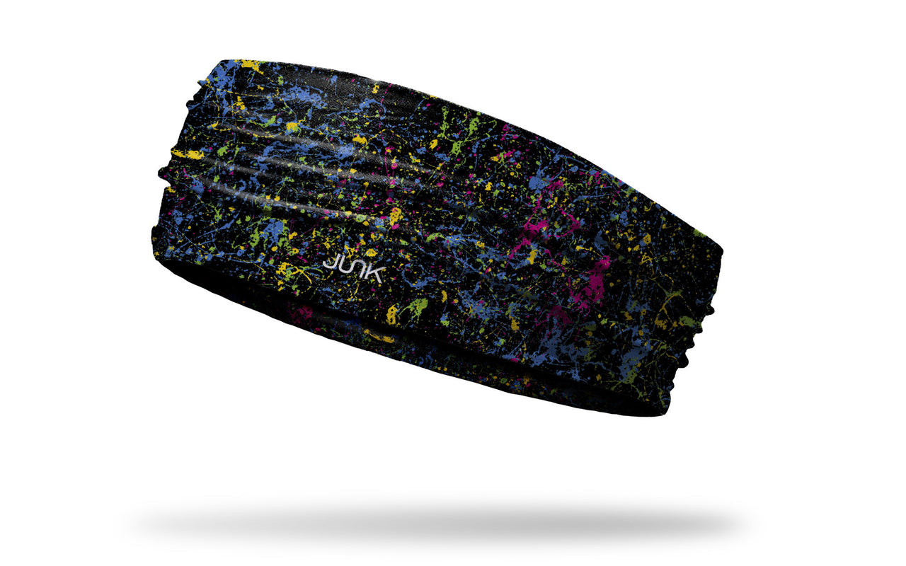 colorful black and multicolored paint splattered headband