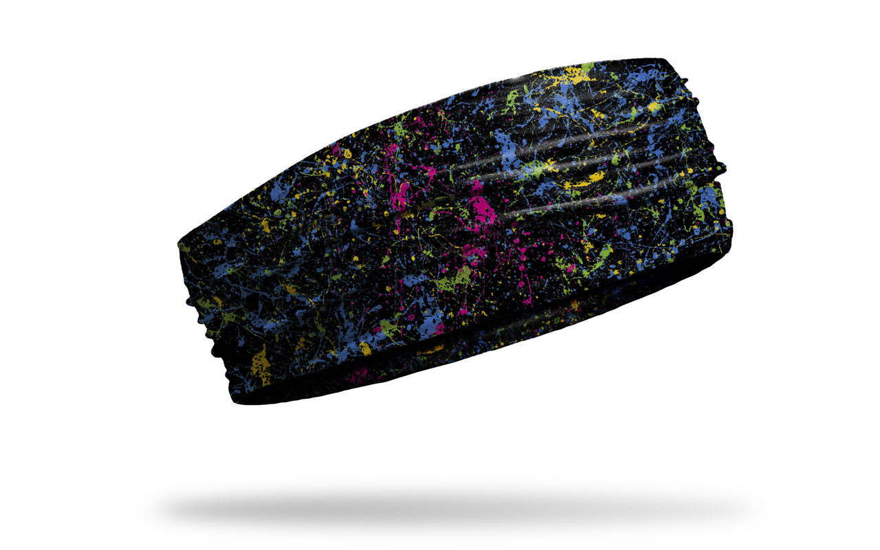 colorful black and multicolored paint splattered headband