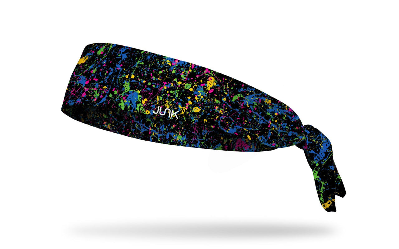 colorful black and multicolored paint splattered heaband