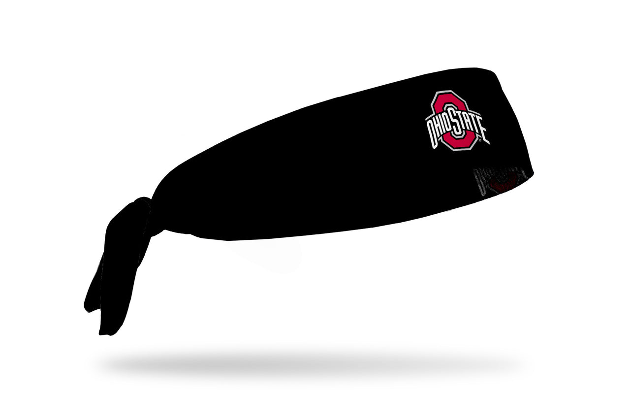 black headband with Ohio State O and Wordmark logo in red and white