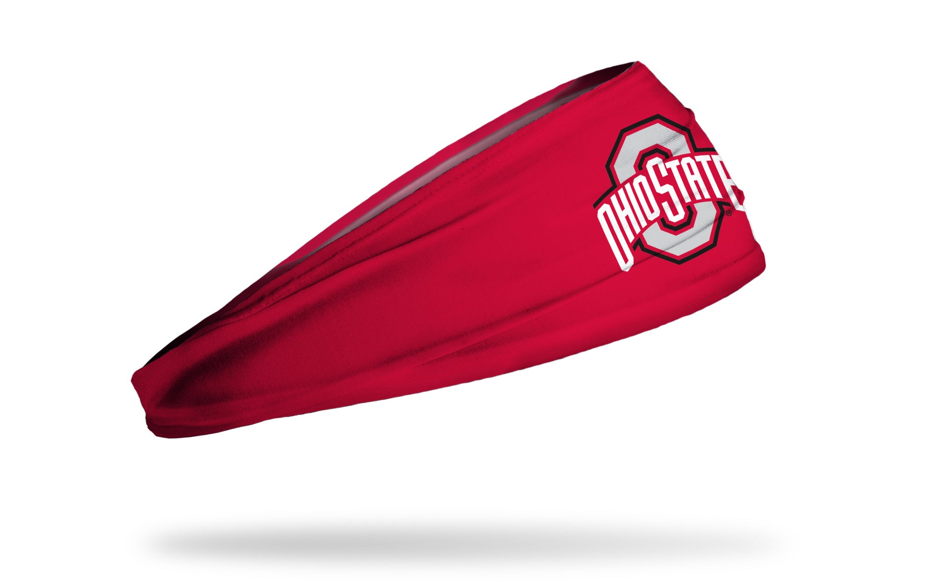 red headband with Ohio State O and Wordmark logo in white, grey, and red