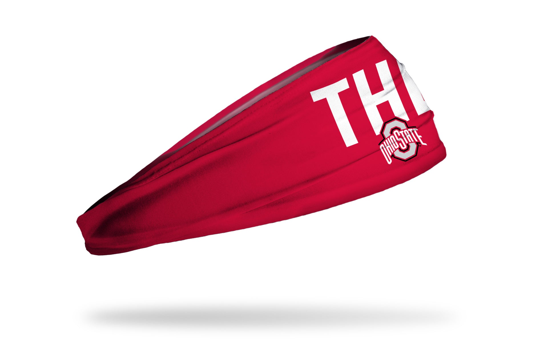 red headband with THE Ohio State logo in white and grey