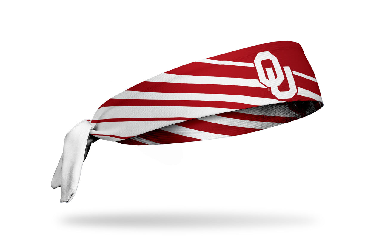 reversible crimson headband with Oklahoma University OU logo and accent lines in white