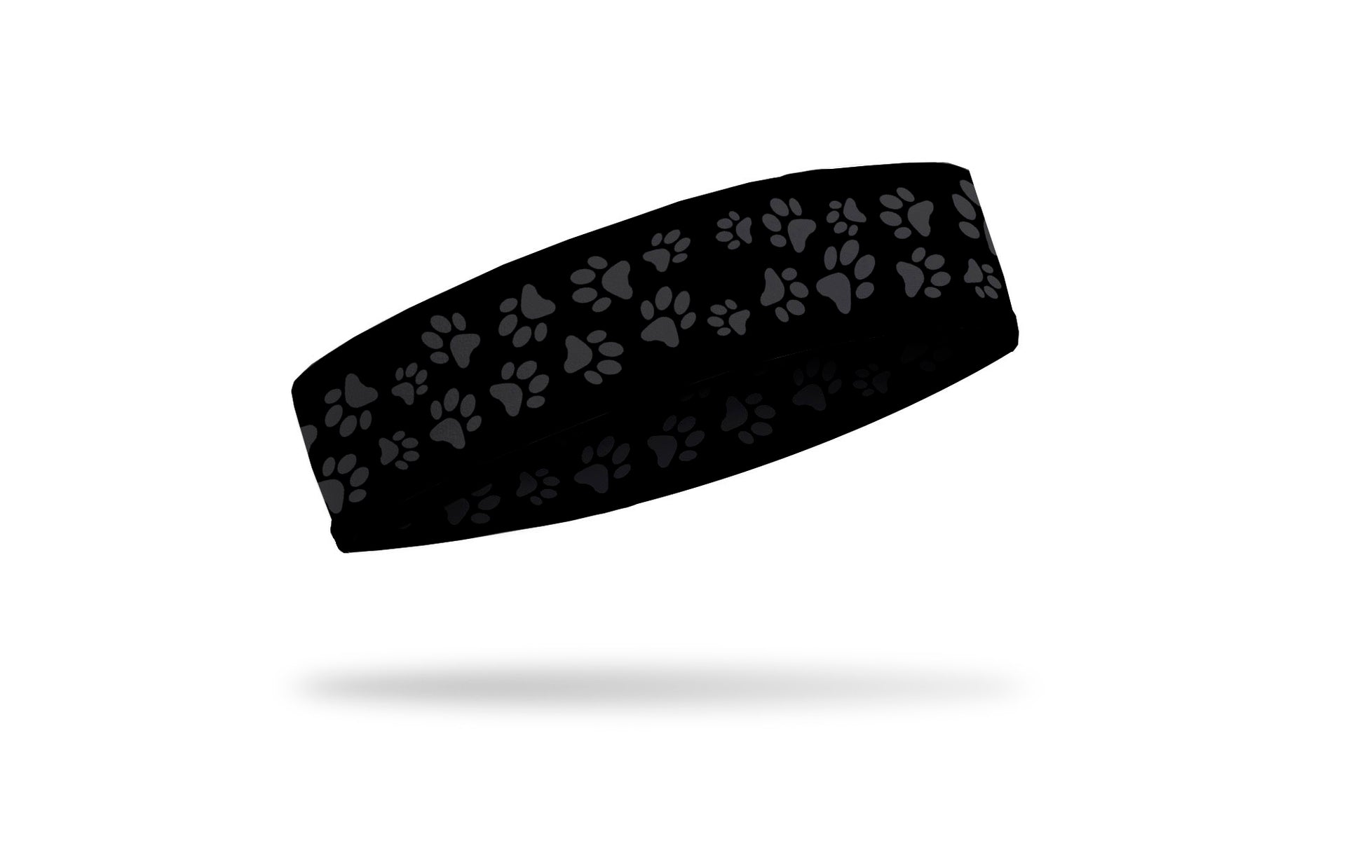 black headband with grey paw print repeating pattern