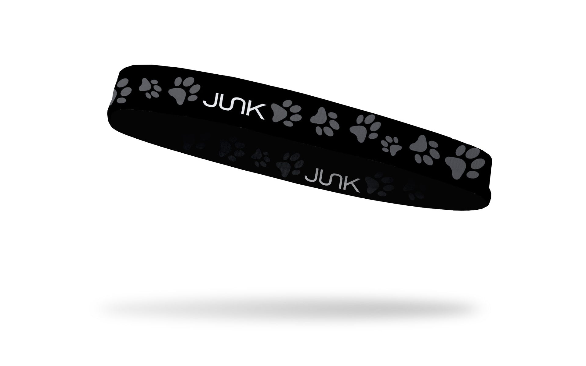 repeating paw print pattern in gray on black thin band headband