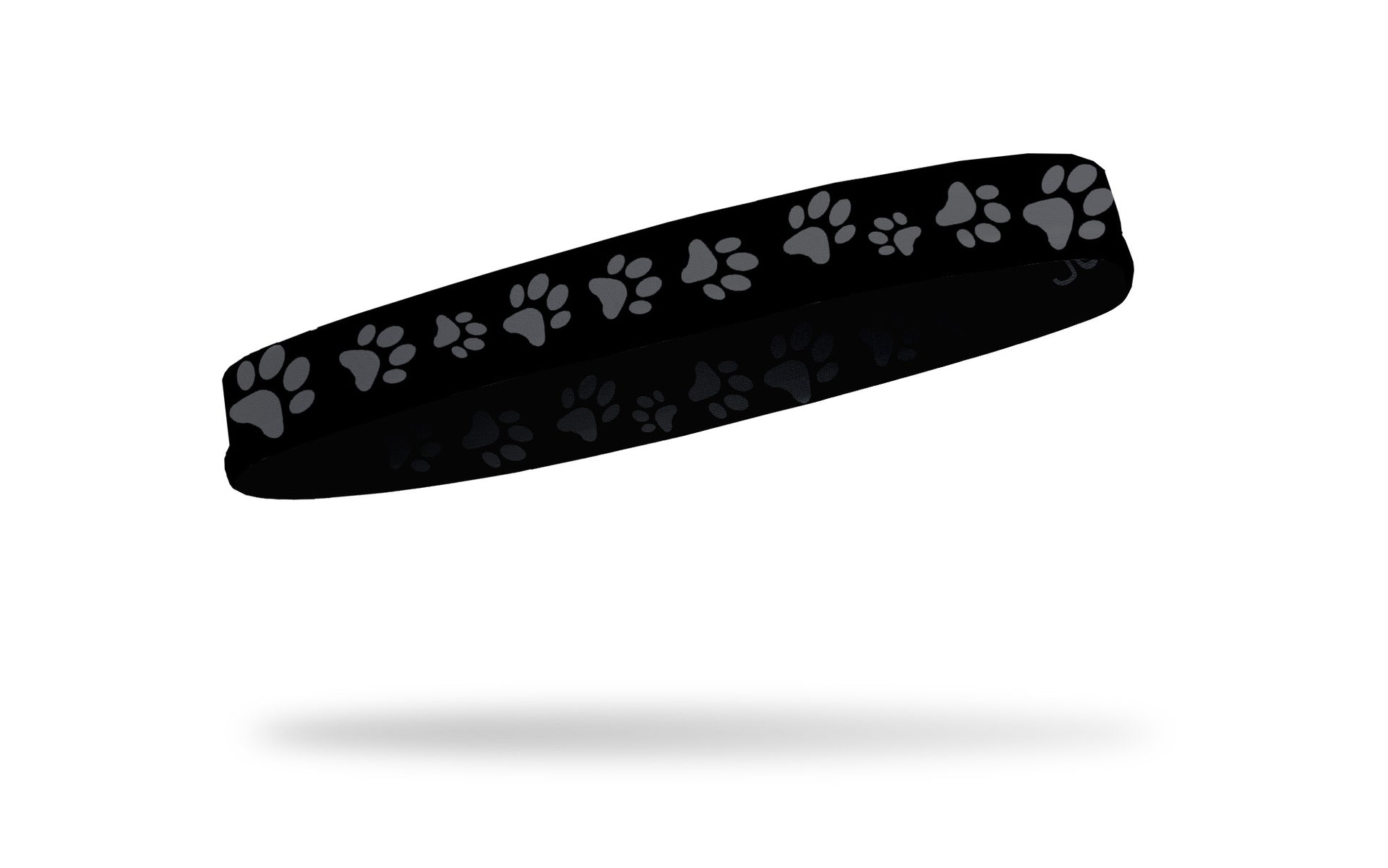 repeating paw print pattern in gray on black thin band headband
