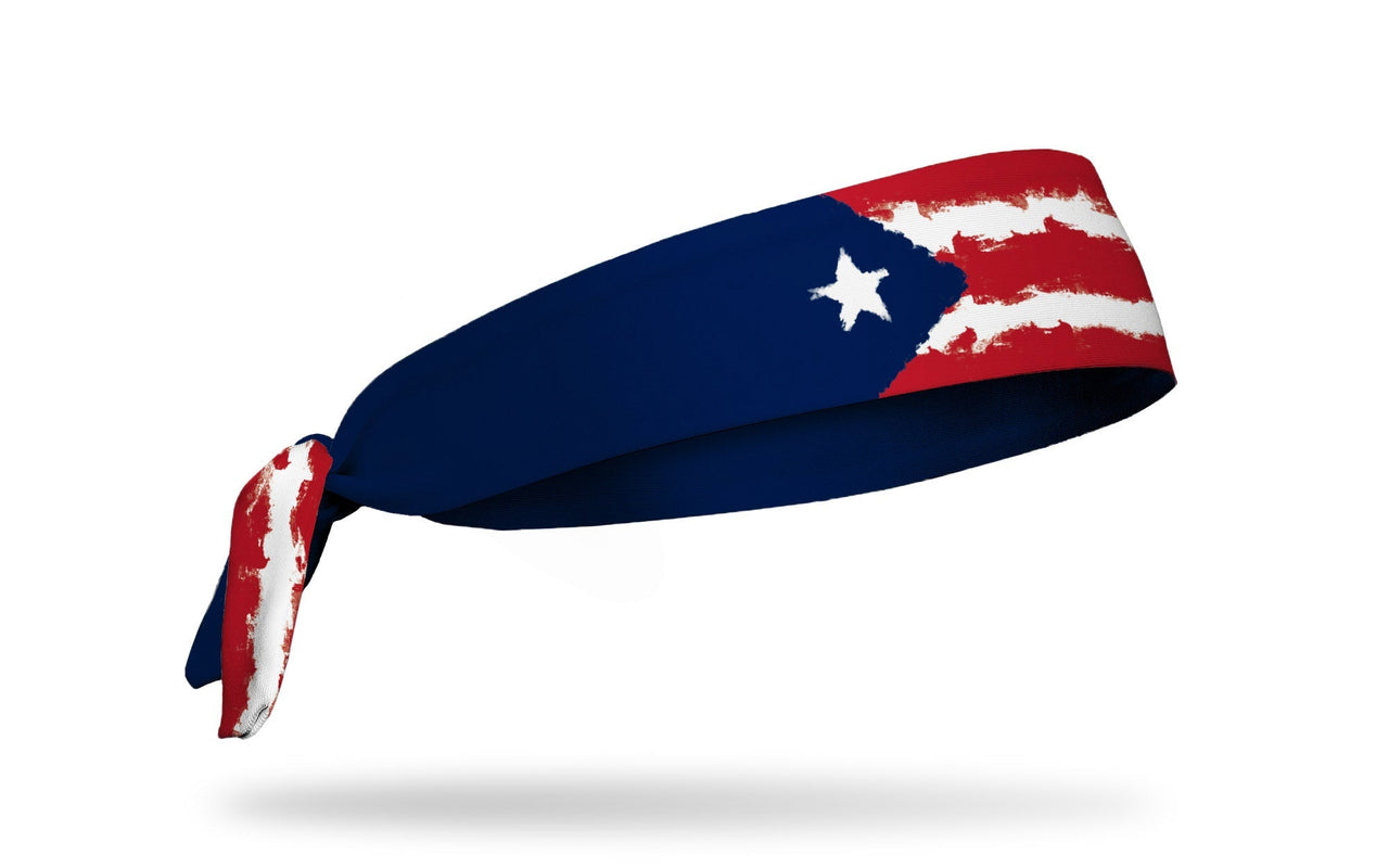 headband with traditional Puerto Rico flag design made to look like it has been painted