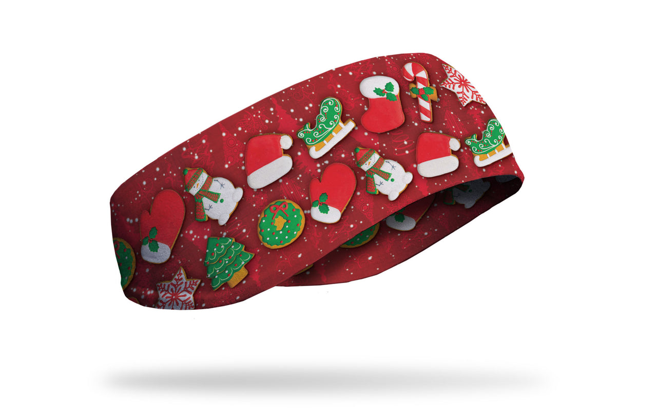 christmas decor on red ear warmer right side