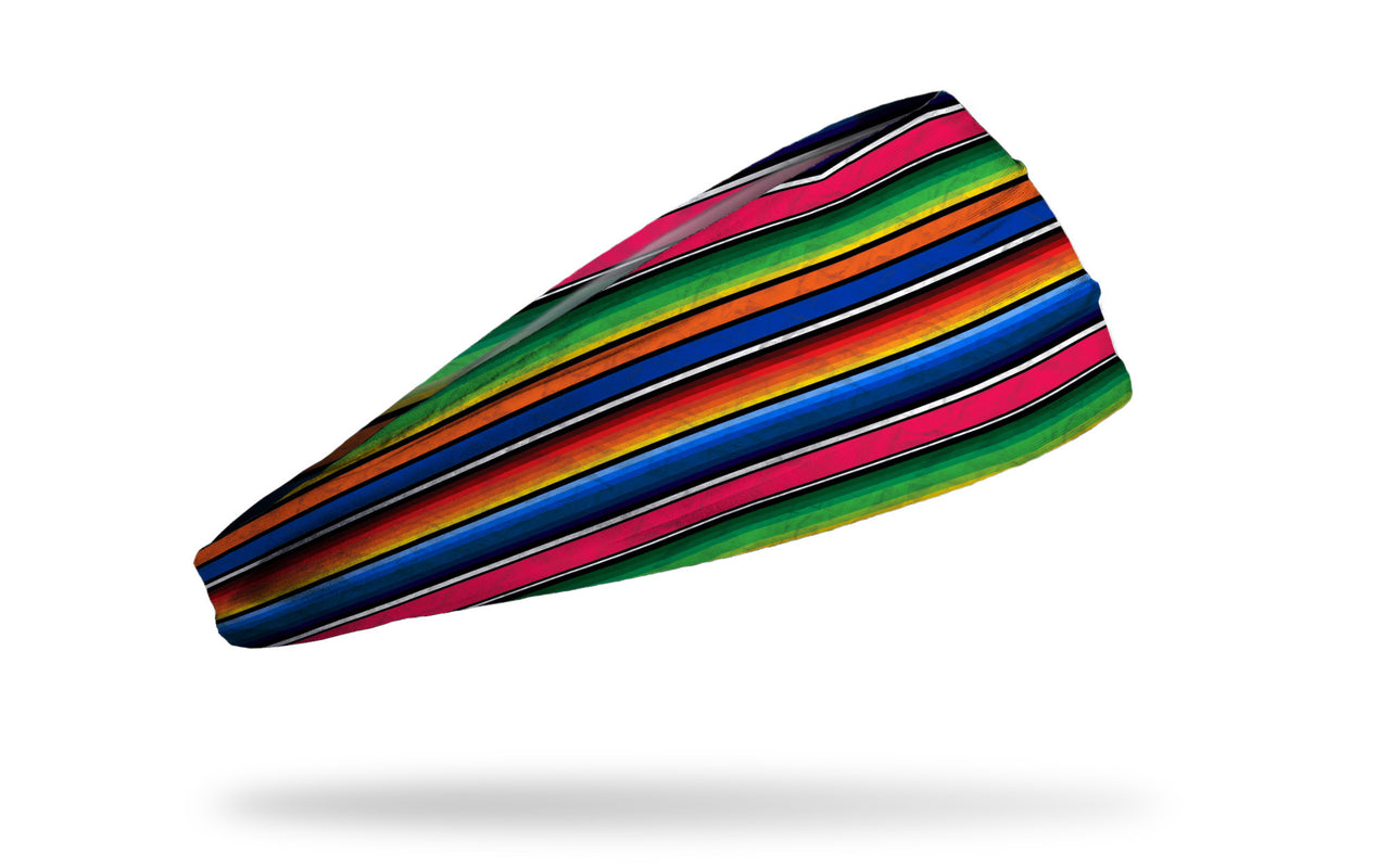 brightly colored headband designed to look like a traditional latin american blanket or shawl