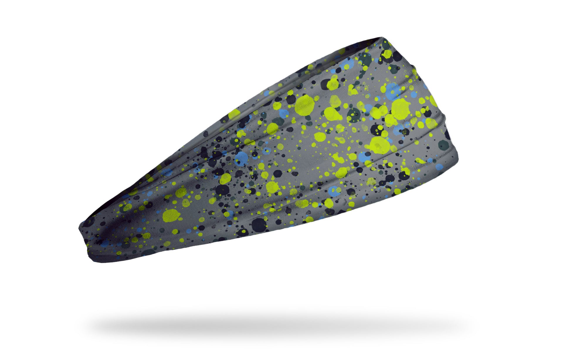 light grey headband with green blue and black paint splatters