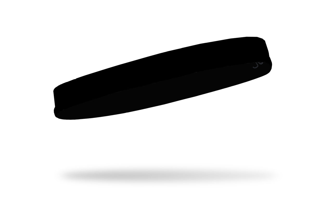 right side view of all black JUNK thin band headband