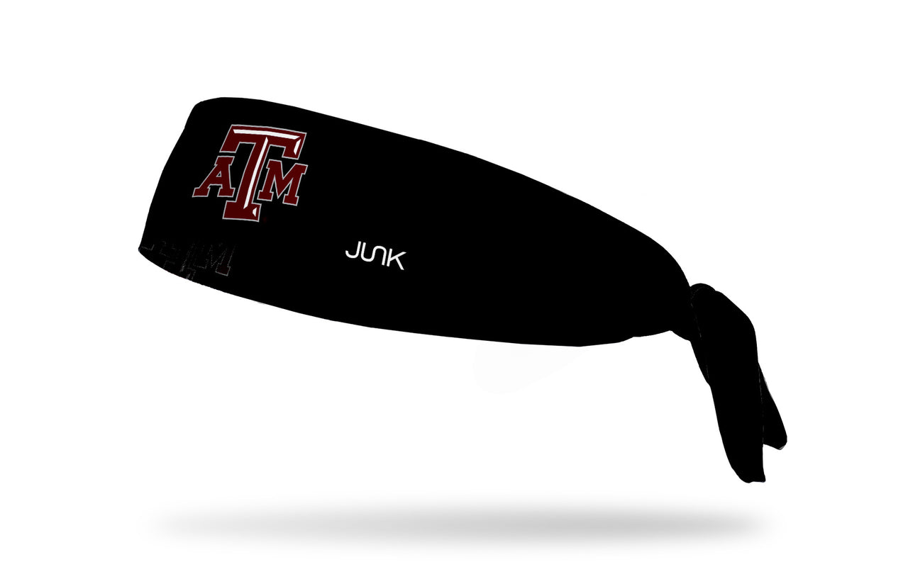 black headband with Texas A&M University A T M logo in white and maroon