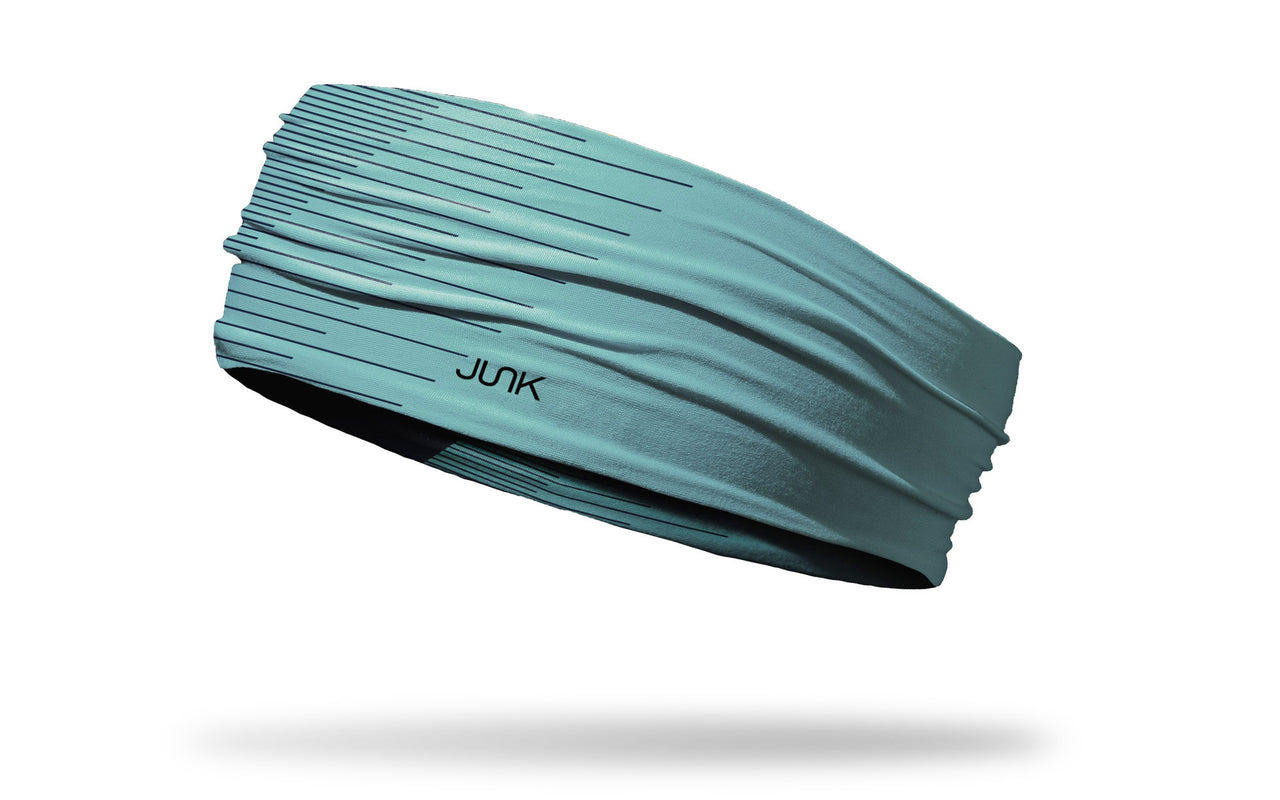 teal blue headband with navy speed print