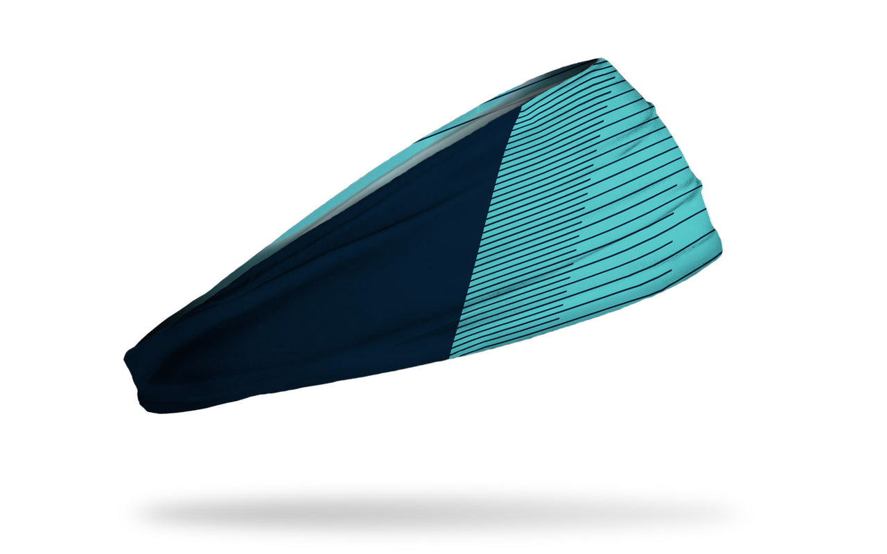 teal blue headband with navy speed print