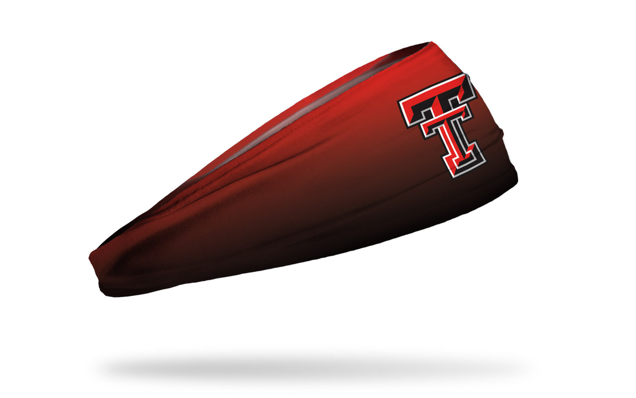red to black gradient headband with Texas Tech University T T logo in red with white outline