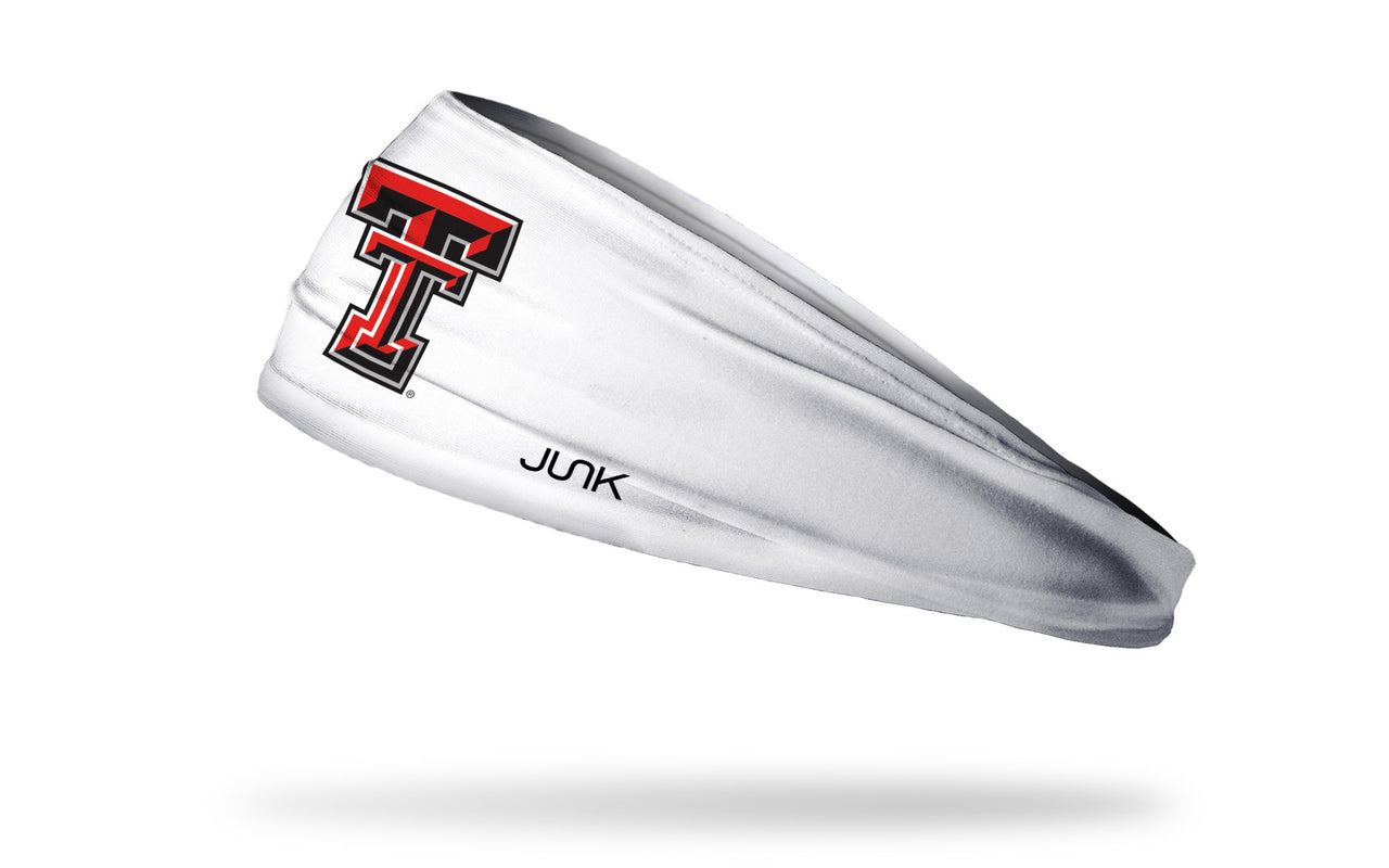 white headband with Texas Tech University T T logo in red