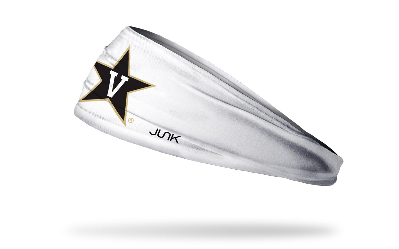 white headband with Vanderbilt University V Star logo in black gold and white