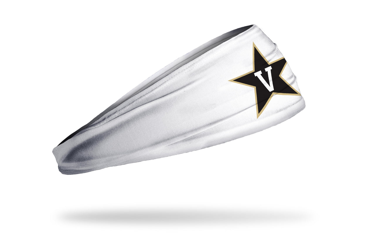 white headband with Vanderbilt University V Star logo in black gold and white