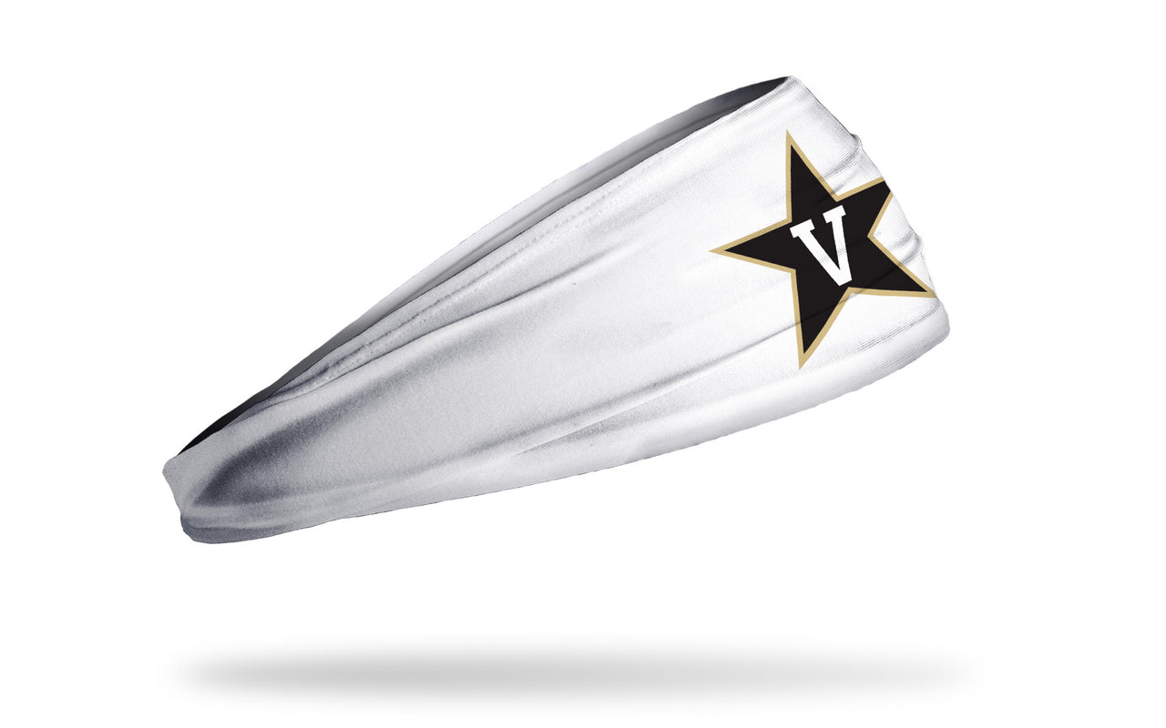 white headband with Vanderbilt University V Star logo in black gold and white