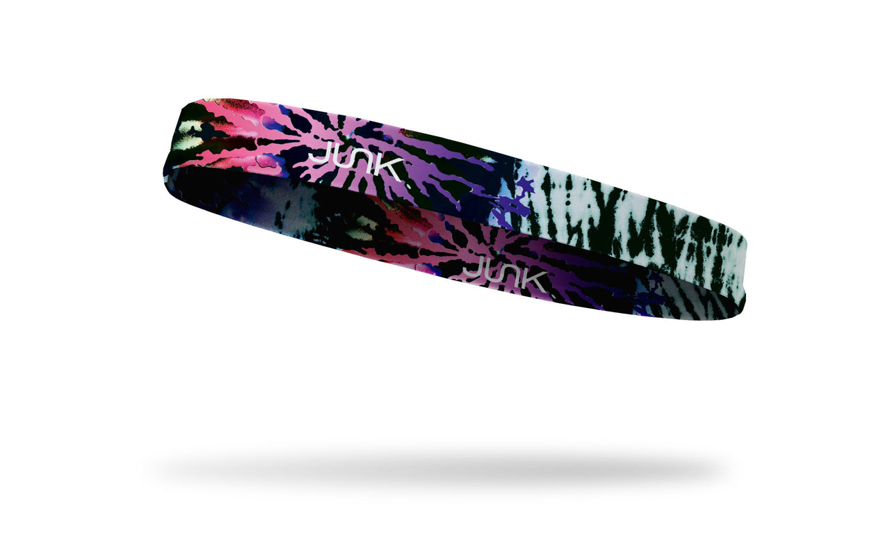 black pink white and purple tie dye headband