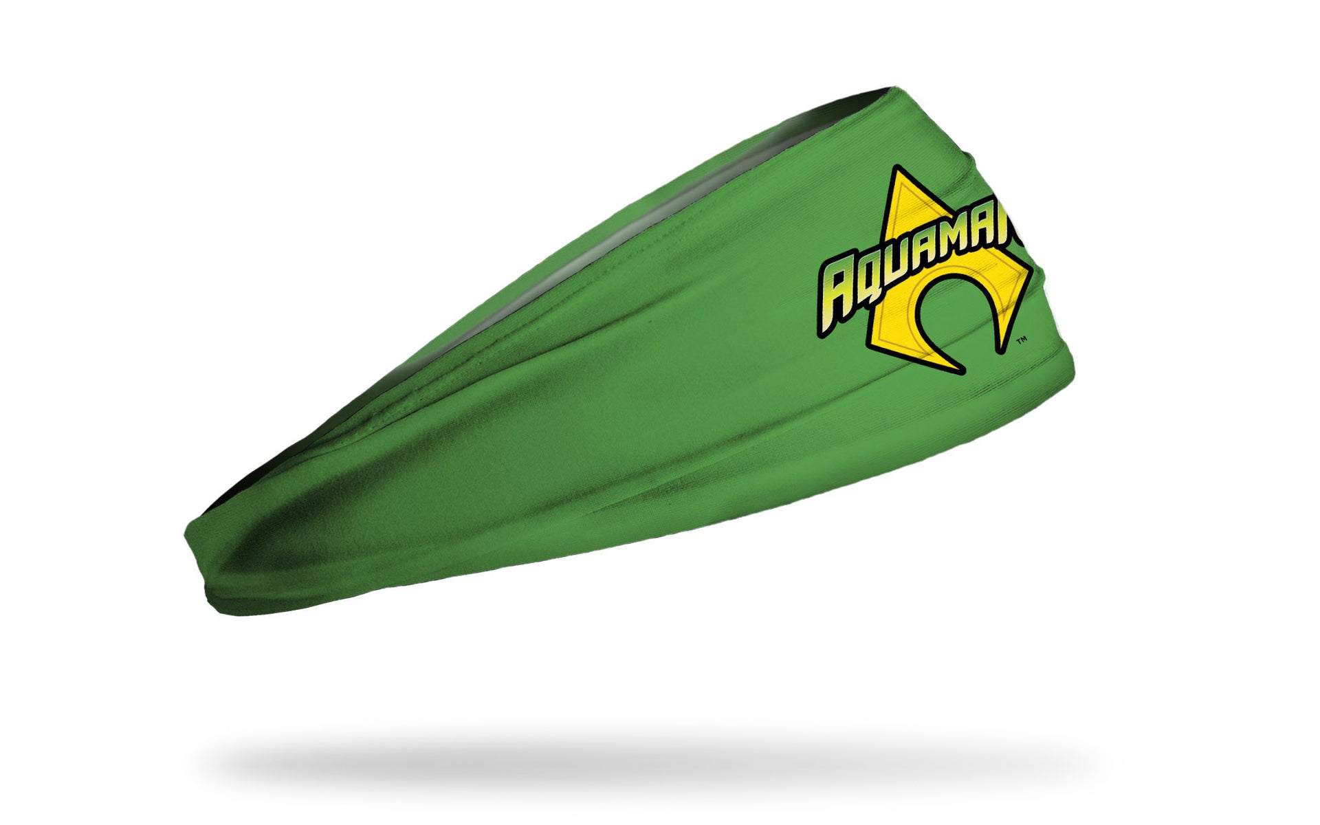 green headband with DC Aquaman wordmark logo in full color