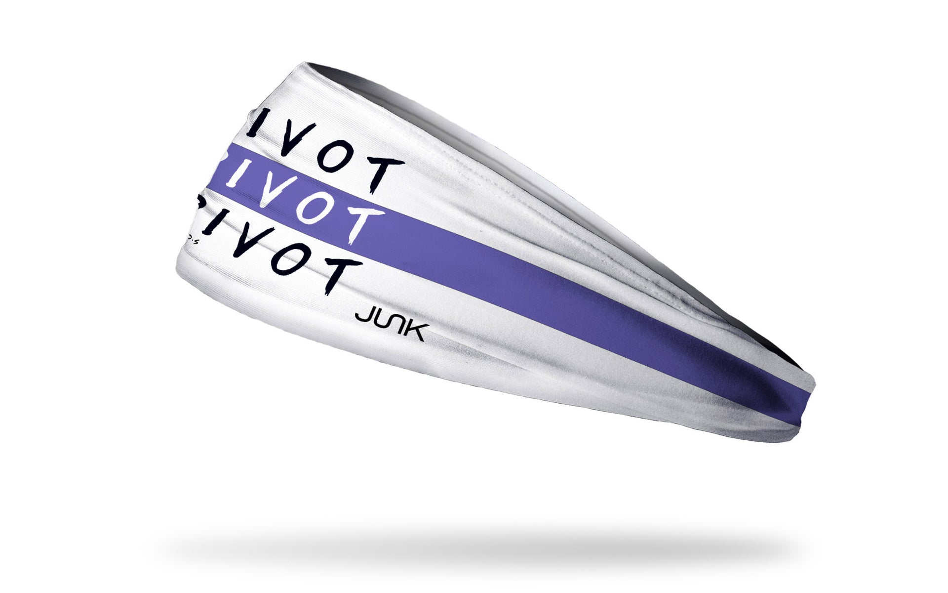 white headband with purple stripe and PIVOT wordmark from Friends tv show